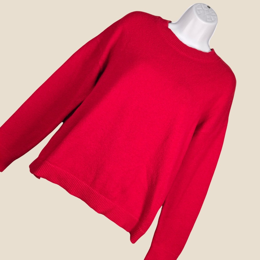 LOFT 2024 Women Medium Crewneck Sweater Red Classic Cotton Blend Cozycore Office